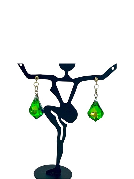 Alaska wild rose design designs Jewelry - Elegant Green Crystal Drop Earrings